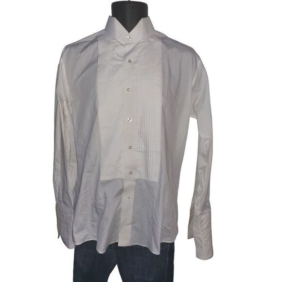 Giorgio Ferraro Button Up‎ Shirt Men Sz 15 15/12 32/33 White Made In Italy - Picture 1 of 6